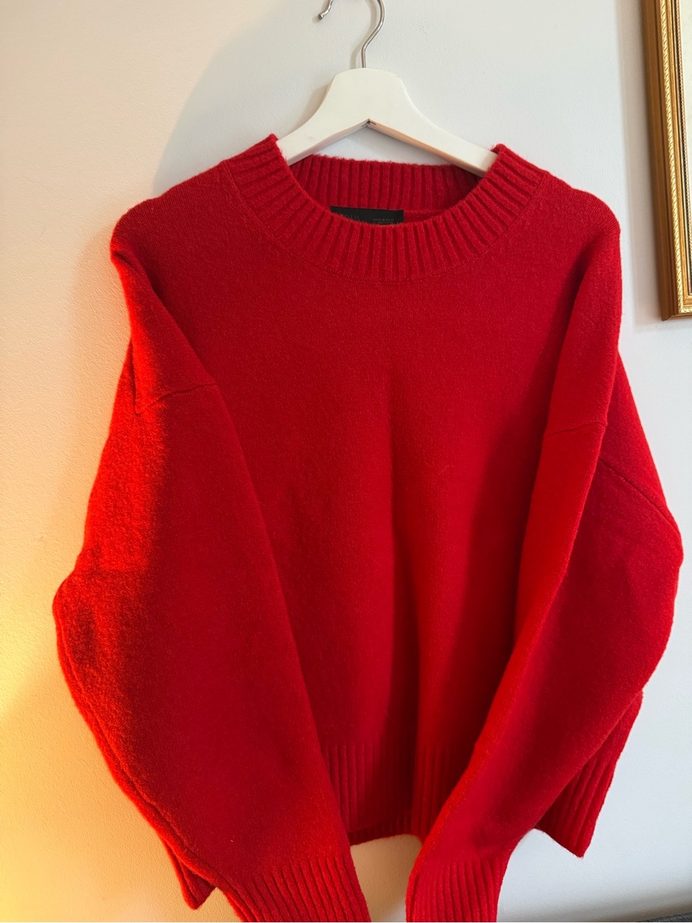 Zara Bright Red Crewneck Sweater
